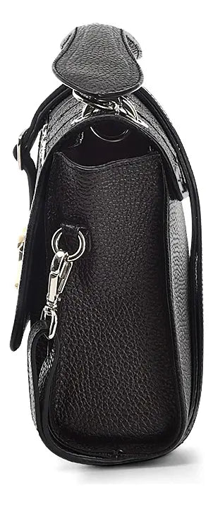Bolso de Mano en Piel Genuina de Mantarraya para Dama Negro Lisa Níquel Liso