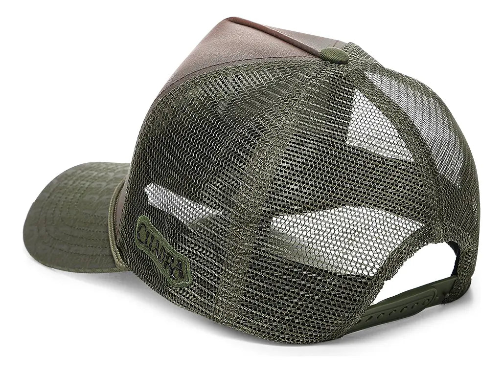 Cuadra Gorra Verde en Piel Genuina con Diseño de Cocodrilo Verde S/t Geométrico