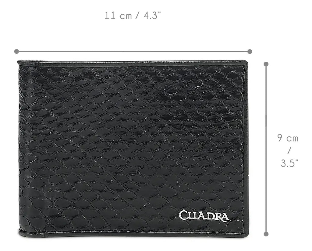 Cuadra Cartera de Caballero en Piel de Pitón Negro Diseño de la Tela Liso