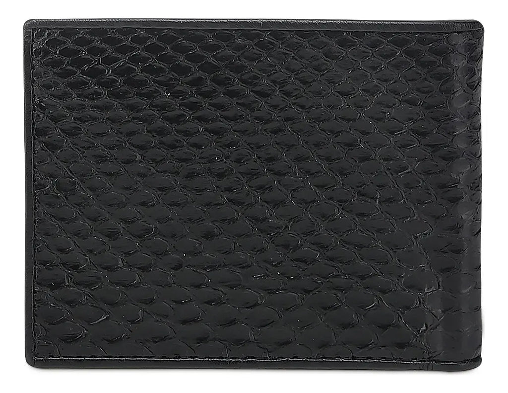 Cuadra Cartera de Caballero en Piel de Pitón Negro Diseño de la Tela Liso