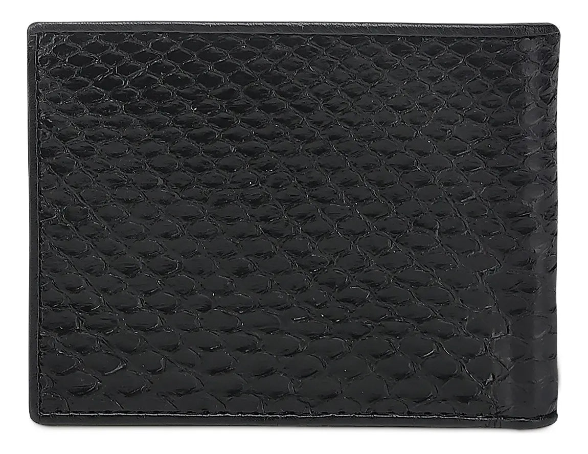 Cuadra Cartera de Caballero en Piel de Pitón Negro Diseño de la Tela Liso