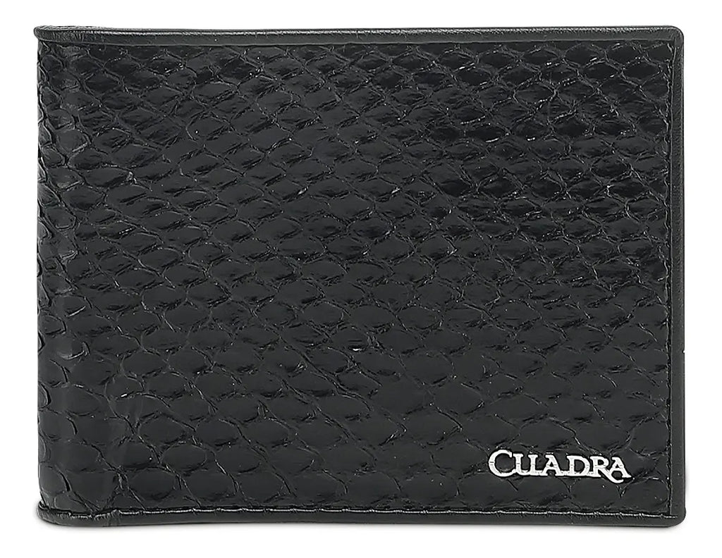 Cuadra Cartera de Caballero en Piel de Pitón Negro Diseño de la Tela Liso