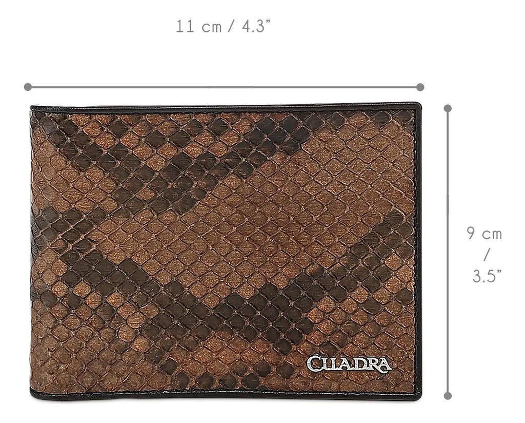 Cuadra Billetera de Hombre en Piel de Pitón Chocolate Color Marrón Liso