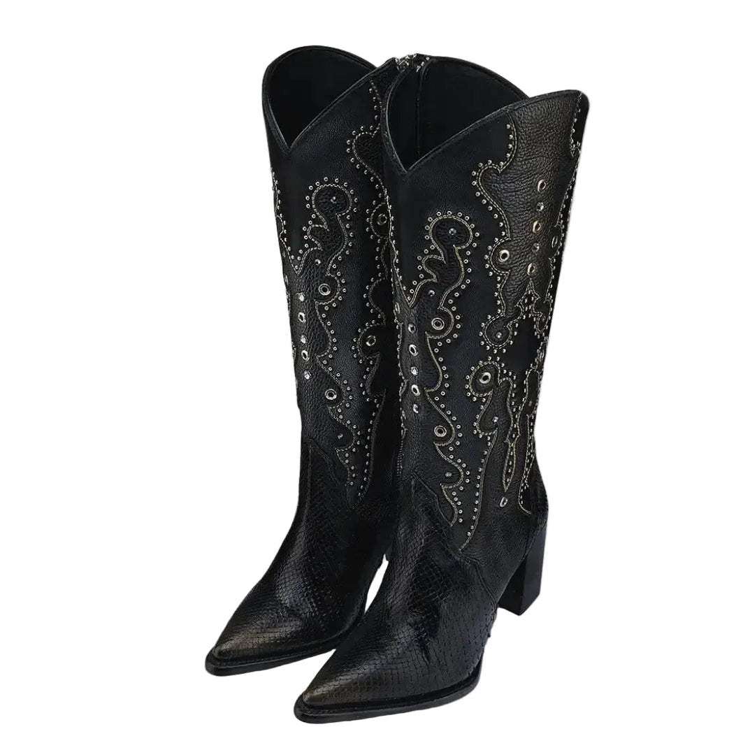 Botas Cuadra Dama Piel de Pitón Original con Cristal 4I14PH