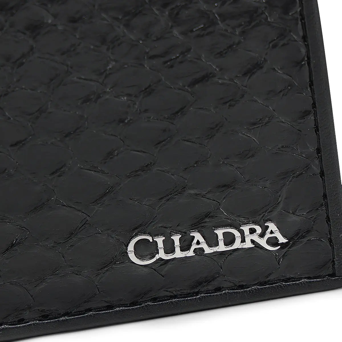 Cuadra Cartera de Caballero en Piel de Pitón Negro Diseño de la Tela Liso