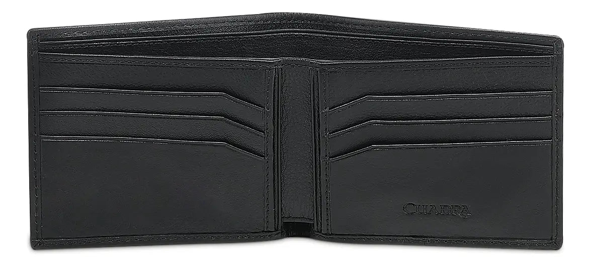 Cuadra Cartera de Caballero en Piel de Pitón Negro Diseño de la Tela Liso