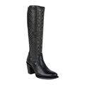 Bota Negra de Piel de Bovino Cuadra para Mujer - 4V24RS