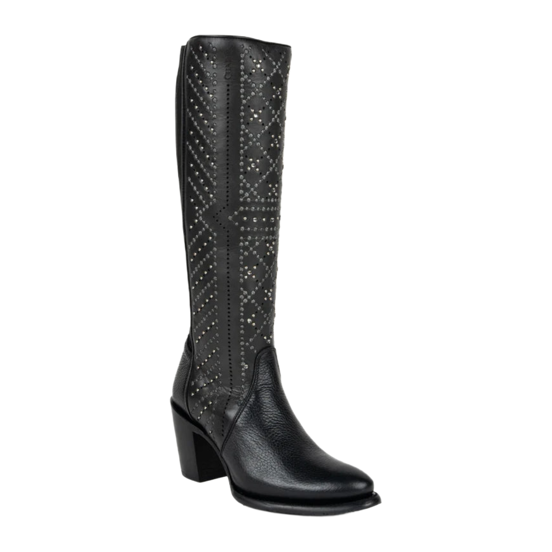 Bota Negra de Piel de Bovino Cuadra para Mujer - 4V24RS