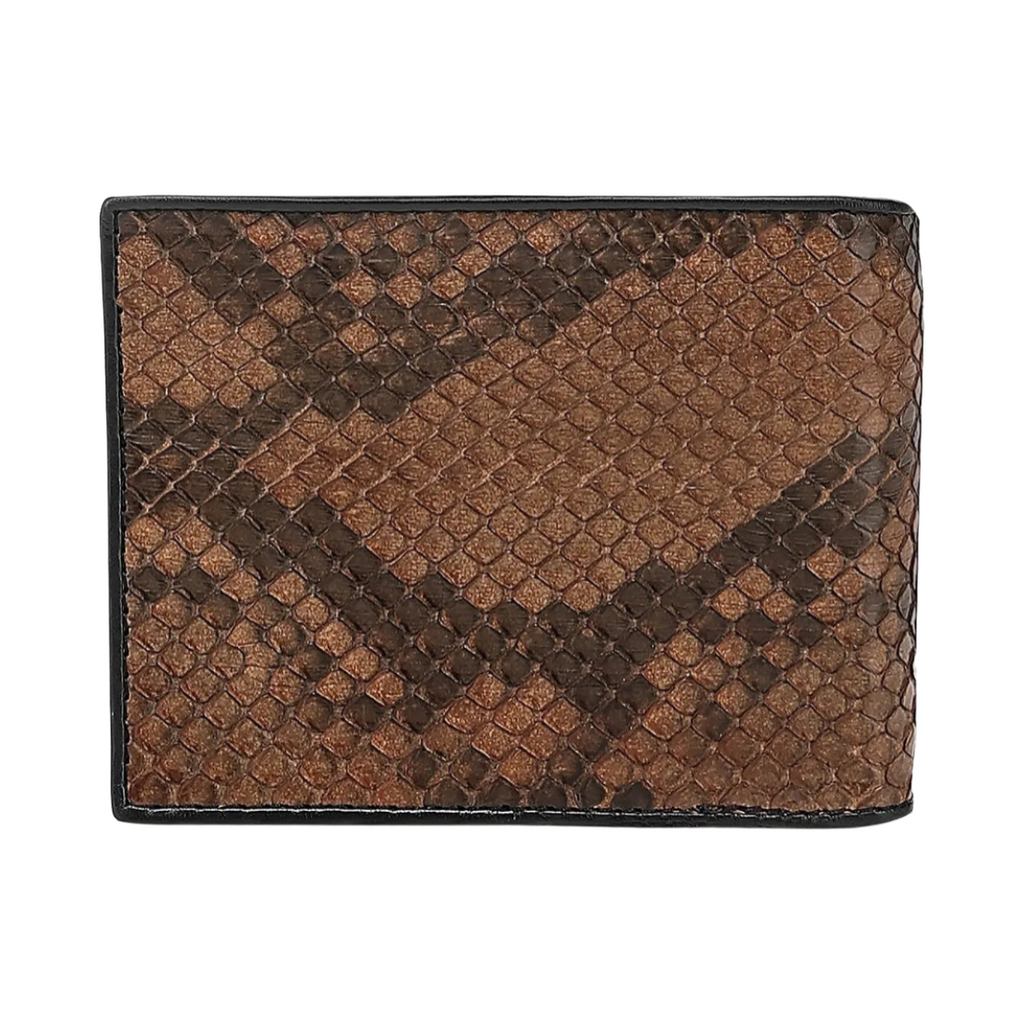 Cuadra Billetera de Hombre en Piel de Pitón Chocolate Color Marrón Liso