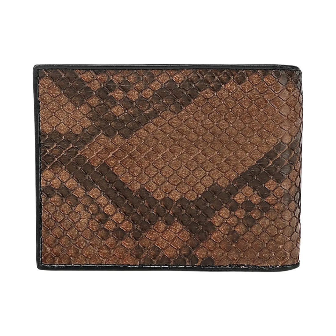 Cuadra Billetera de Hombre en Piel de Pitón Chocolate Color Marrón Liso