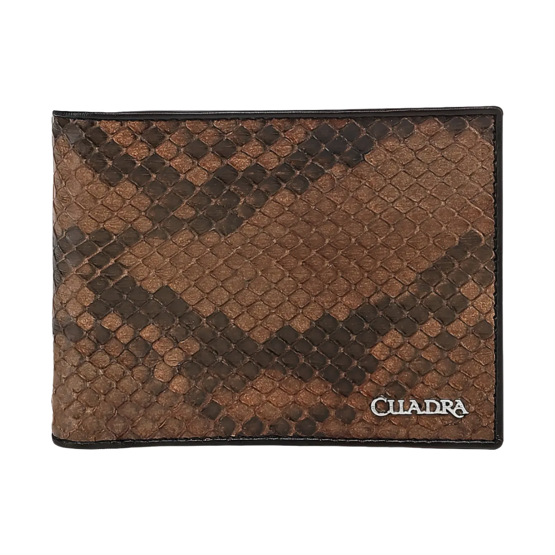 Cuadra Billetera de Hombre en Piel de Pitón Chocolate Color Marrón Liso